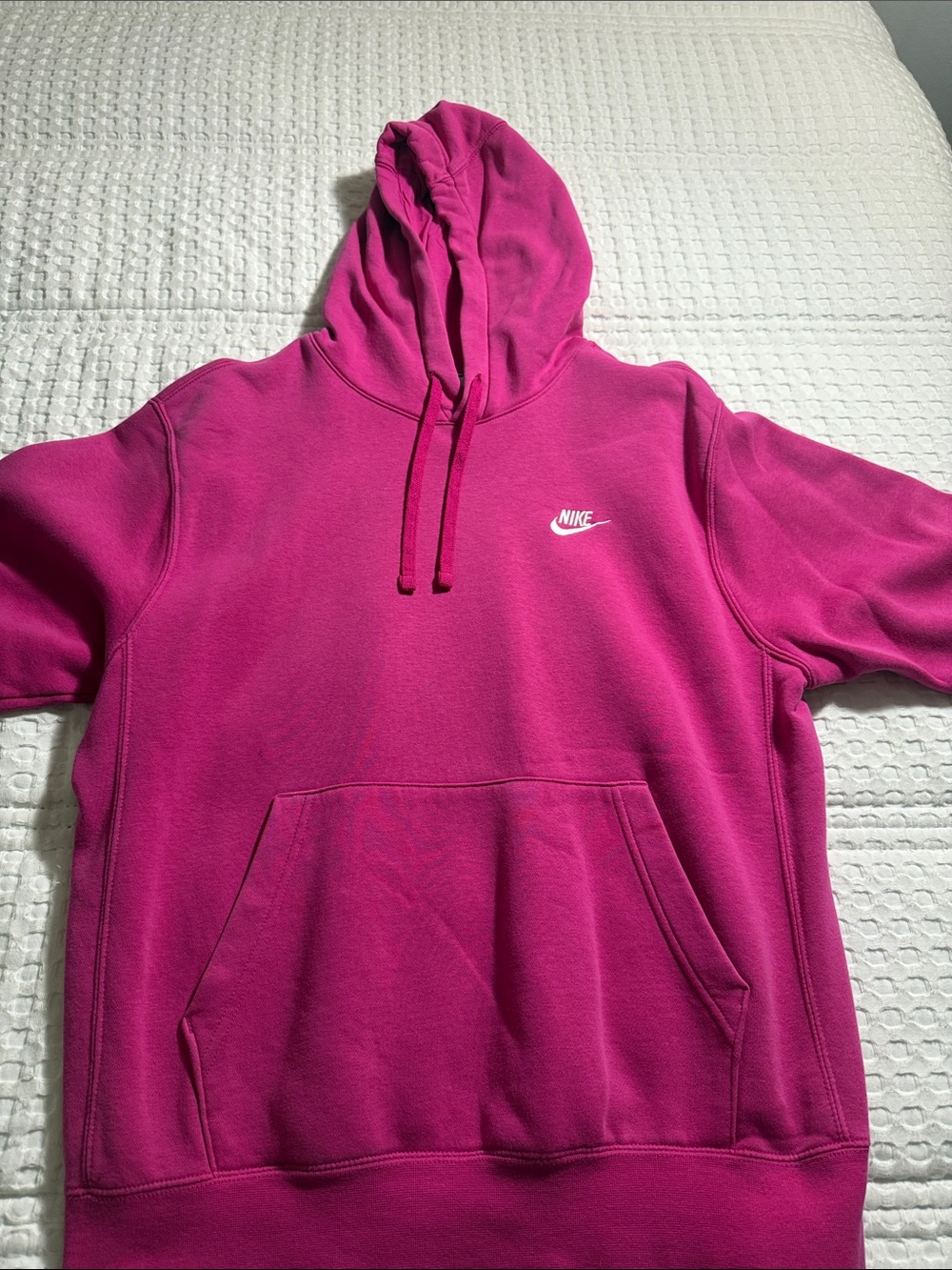 Nike Fuchsia Pink Pullover Hoodie with White Logo